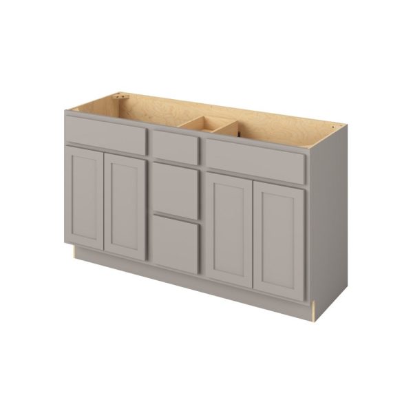 Hudson - 60" Vanity Combo Sink Three Drawers, 4 Doors-3 Drawers-2 False Fronts in Grey 3-HGR-VCDB60