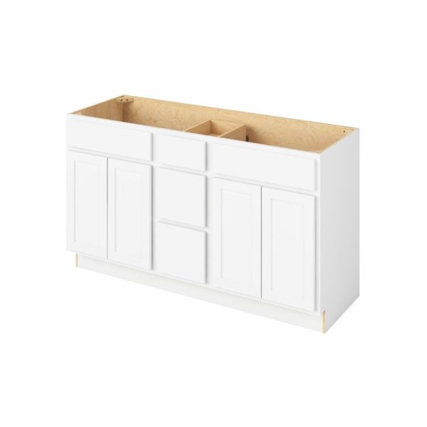 Hudson - 60" Vanity Combo Sink Three Drawers, 4 Doors-3 Drawers-2 False Fronts in White 3-HWH-VCDB60