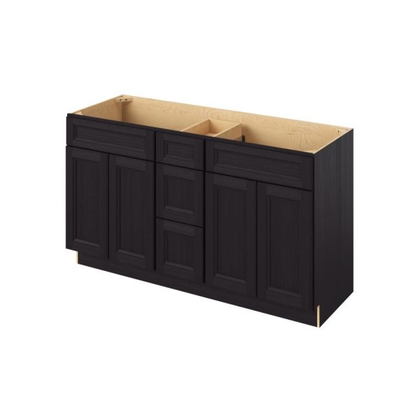 Monaco - 60" Vanity Combo Sink Three Drawers, 4 Doors-3 Drawers-2 False Fronts in Espresso 3-MES-VCDB60