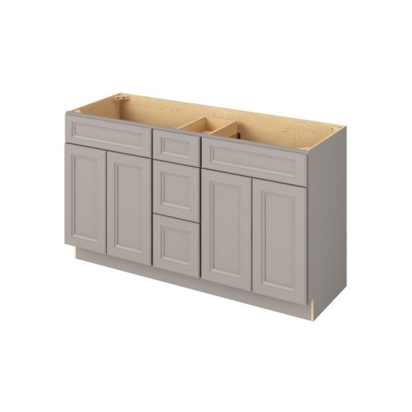 Monaco - 60" Vanity Combo Sink Three Drawers, 4 Doors-3 Drawers-2 False Fronts in Grey 3-MGR-VCDB60