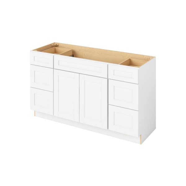 Cooper - 60" Vanity Combo Sink Six Drawer, 2 Doors-6 Drawers-1 False Front in White 6-CWH-VCDB60