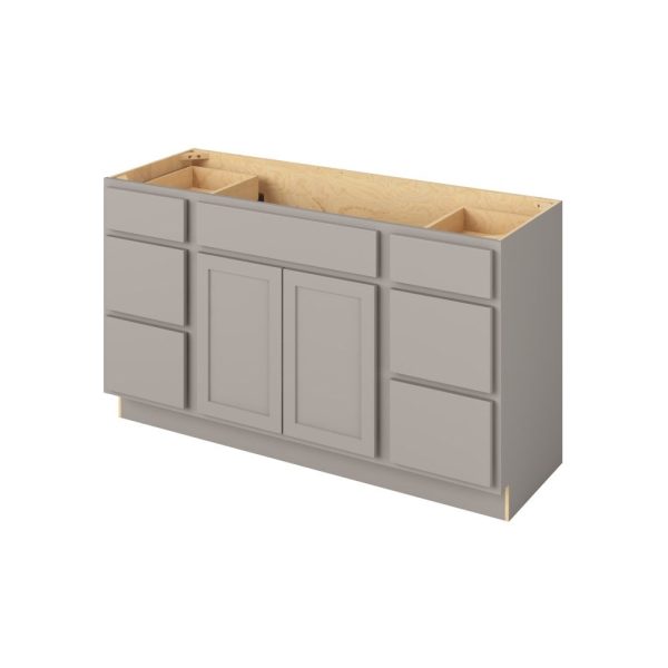 Hudson - 60" Vanity Combo Sink Six Drawer, 2 Doors-6 Drawers-1 False Front in Grey 6-HGR-VCDB60