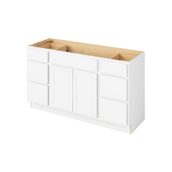 Hudson - 60" Vanity Combo Sink Six Drawer, 2 Doors-6 Drawers-1 False Front in White 6-HWH-VCDB60