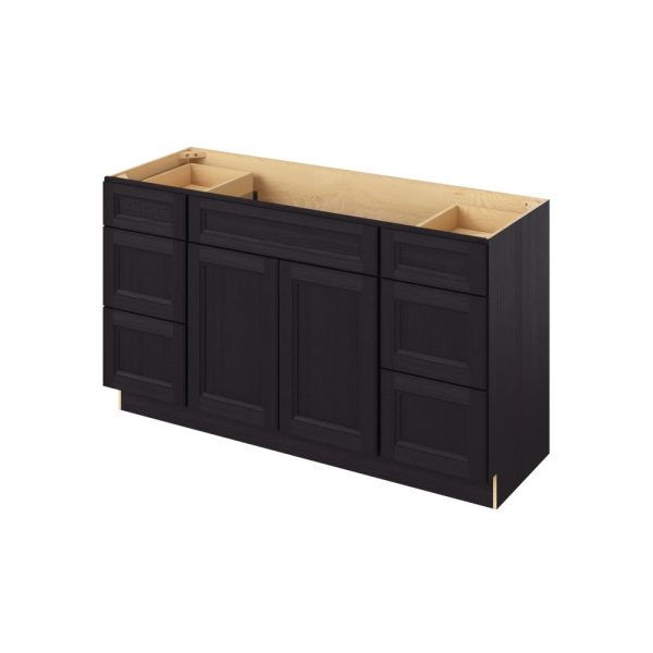 Monaco - 60" Vanity Combo Sink Six Drawer, 2 Doors-6 Drawers-1 False Front in Espresso 6-MES-VCDB60