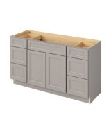 Monaco - 60" Vanity Combo Sink Six Drawer, 2 Doors-6 Drawers-1 False Front in Grey 6-MGR-VCDB60