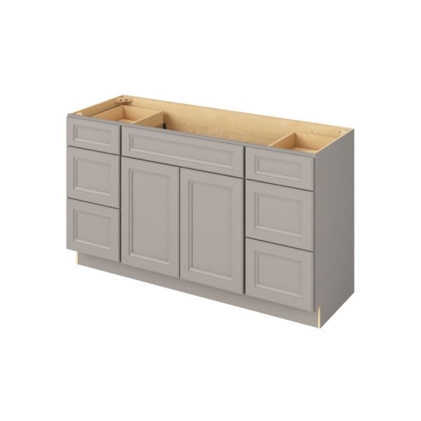 Monaco - 60" Vanity Combo Sink Six Drawer, 2 Doors-6 Drawers-1 False Front in Grey 6-MGR-VCDB60