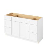 Monaco - 60" Vanity Combo Sink Six Drawer, 2 Doors-6 Drawers-1 False Front in White 6-MWH-VCDB60