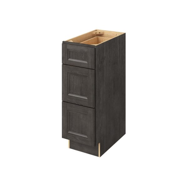 Monaco - 12" Vanity Three Drawer Base, 3 Drawers in Slate 3-MSL-VDB12