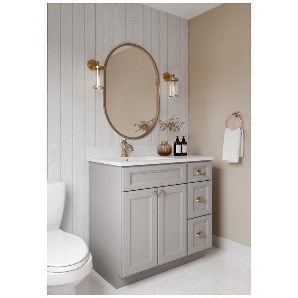 Monaco - 12" Vanity Full Height, 1 Door, 2 Shelves in Grey MGR-VFH12