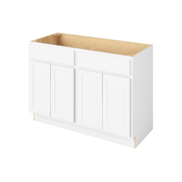 Hudson - 48" Vanity Sink Base, 4 Doors-2 False Fronts in White HWH-VSB48