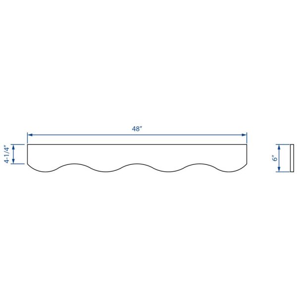 Cooper, Hudson, Monaco - 48" W x 6" H x 3/4" D Valance Scalloped - in White PWH-VSC48