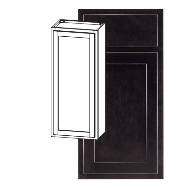 Hudson - 9" x 42" Wall Cabinet, 1 Door, 3 Shelves in Espresso HES-W0942