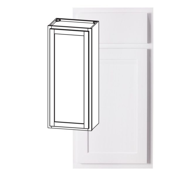 Hudson - 9" x 42" Wall Cabinet, 1 Door, 3 Shelves in White HWH-W0942