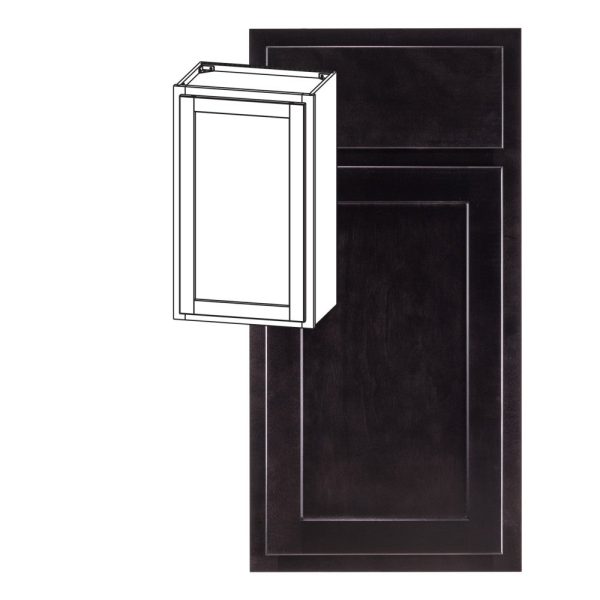 Hudson - 12" x 30" Wall Cabinet, 1 Door, 2 Shelves in Espresso HES-W1230