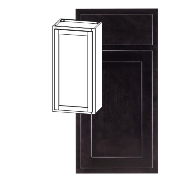 Hudson - 12" x 36" Wall Cabinet, 1 Door, 2 Shelves in Espresso HES-W1236