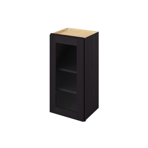 Cooper - 15" x 30" Wall Cabinet with Glass Door and Matching Interior, 1 Door, 2 Shelves in Espresso CES-W1530MI