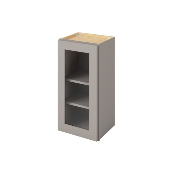 Cooper - 15" x 30" Wall Cabinet with Glass Door and Matching Interior, 1 Door, 2 Shelves in Grey CGR-W1530MI