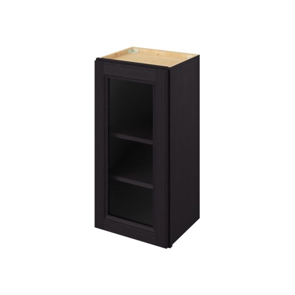 Monaco - 15" x 30" Wall Cabinet with Glass Door and Matching Interior, 1 Door, 2 Shelves in Espresso MES-W1530MI