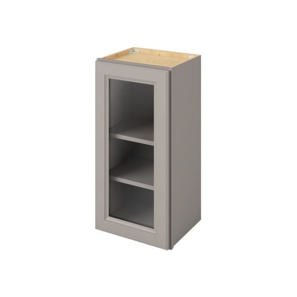 Monaco - 15" x 30" Wall Cabinet with Glass Door and Matching Interior, 1 Door, 2 Shelves in Grey MGR-W1530MI