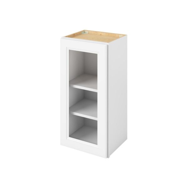 Monaco - 15" x 30" Wall Cabinet with Glass Door and Matching Interior, 1 Door, 2 Shelves in White MWH-W1530MI