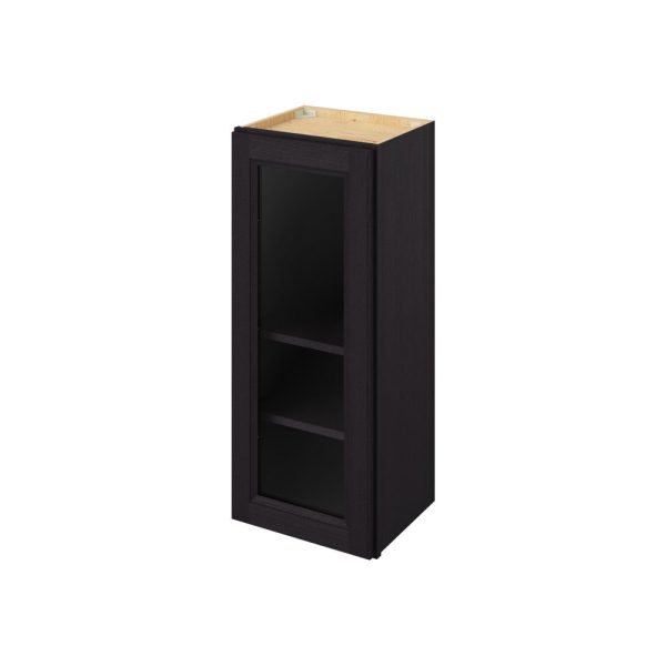 Monaco - 15" x 36" Wall Cabinet with Glass Door and Matching Interior, 1 Door, 2 Shelves in Espresso MES-W1536MI