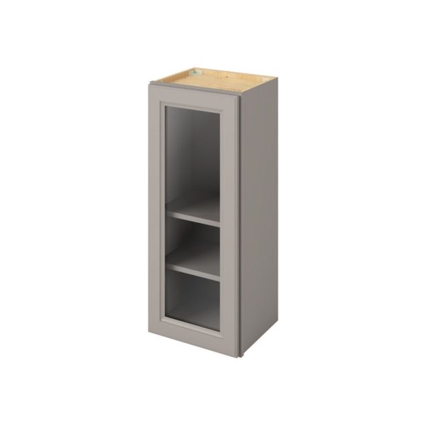 Monaco - 15" x 36" Wall Cabinet with Glass Door and Matching Interior, 1 Door, 2 Shelves in Grey MGR-W1536MI