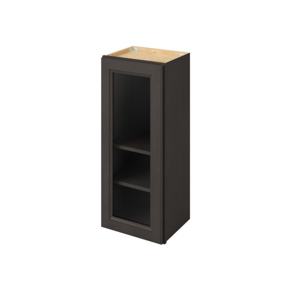 Monaco - 15" x 36" Wall Cabinet with Glass Door and Matching Interior, 1 Door, 2 Shelves in Slate MSL-W1536MI