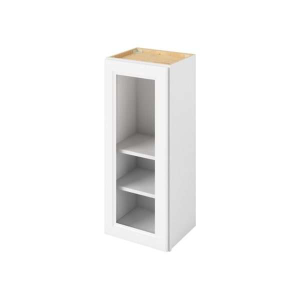 Monaco - 15" x 36" Wall Cabinet with Glass Door and Matching Interior, 1 Door, 2 Shelves in White MWH-W1536MI