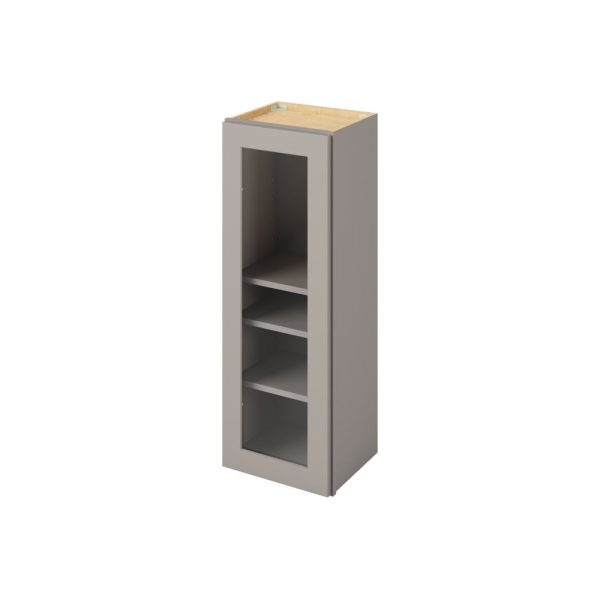 Cooper - 15" x 42" Wall Cabinet with Glass Door and Matching Interior, 1 Door, 3 Shelves in Grey CGR-W1542MI