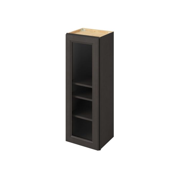 Monaco - 15" x 42" Wall Cabinet with Glass Door and Matching Interior, 1 Door, 3 Shelves in Slate MSL-W1542MI