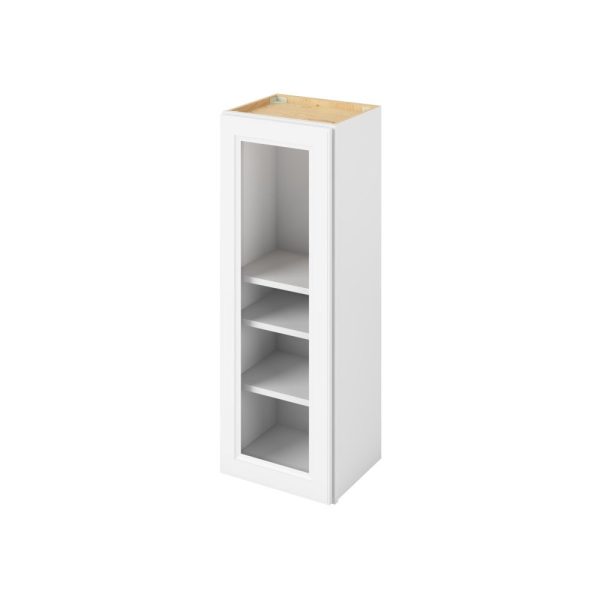 Monaco - 15" x 42" Wall Cabinet with Glass Door and Matching Interior, 1 Door, 3 Shelves in White MWH-W1542MI