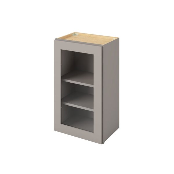 Cooper - 18" x 30" Wall Cabinet with Glass Door and Matching Interior, 1 Door, 2 Shelves in Grey CGR-W1830MI