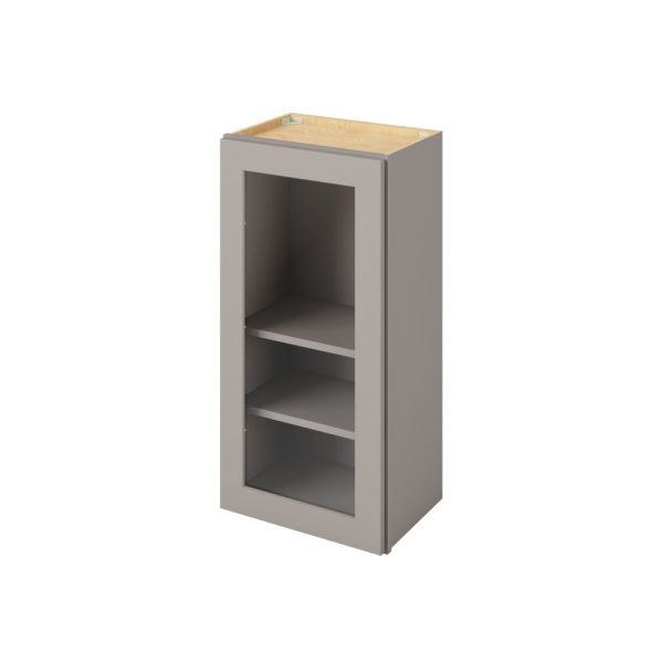 Cooper - 18" x 36" Wall Cabinet with Glass Door and Matching Interior, 1 Door, 2 Shelves in Grey CGR-W1836MI