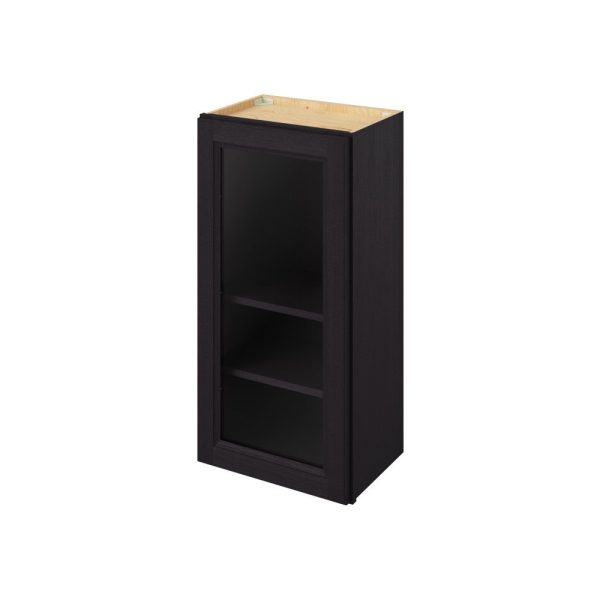 Monaco - 18" x 36" Wall Cabinet with Glass Door and Matching Interior, 1 Door, 2 Shelves in Espresso MES-W1836MI