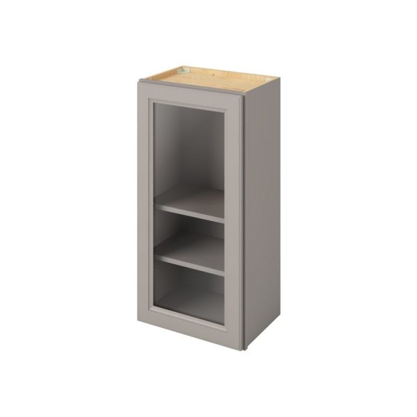 Monaco - 18" x 36" Wall Cabinet with Glass Door and Matching Interior, , 1 Door, 2 Shelves in Grey MGR-W1836MI