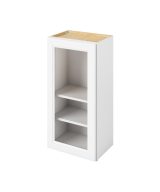 Monaco - 18" x 36" Wall Cabinet with Glass Door and Matching Interior, 1 Door, 2 Shelves in White MWH-W1836MI