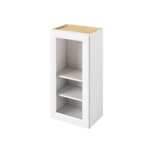 Monaco - 18" x 36" Wall Cabinet with Glass Door and Matching Interior, 1 Door, 2 Shelves in White MWH-W1836MI