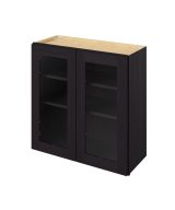 Cooper - 30" x 30" Wall Cabinet with Glass Door and Matching Interior, 2 Doors, 2 Shelves in Espresso CES-W3030MI