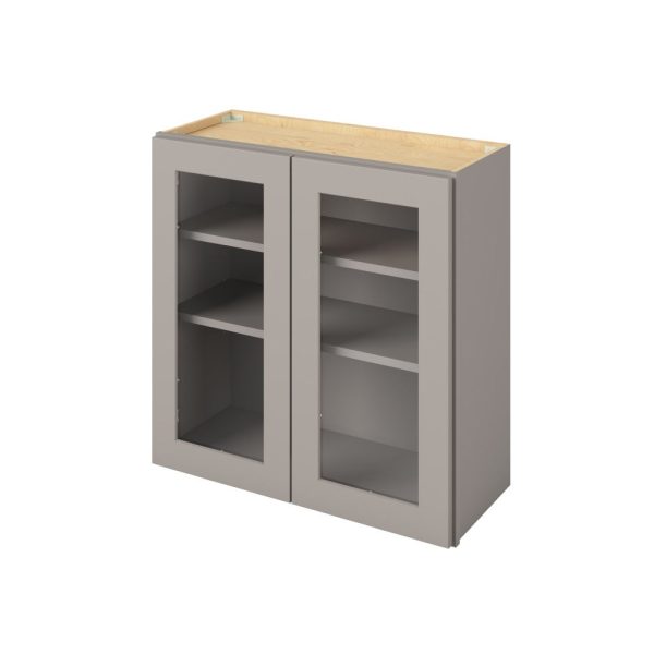 Cooper - 30" x 30" Wall Cabinet with Glass Door and Matching Interior, 2 Doors, 2 Shelves in Grey CGR-W3030MI