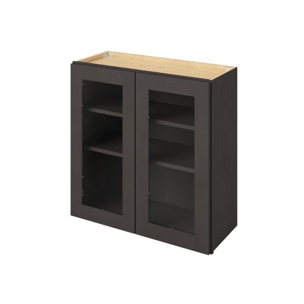 Cooper - 30" x 30" Wall Cabinet with Glass Door and Matching Interior, 2 Doors, 2 Shelves in Slate CSL-W3030MI