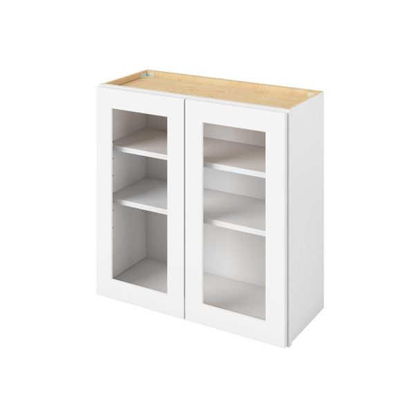 Cooper - 30" x 30" Wall Cabinet with Glass Door and Matching Interior, 2 Doors, 2 Shelves in White CWH-W3030MI