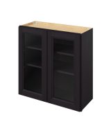 Monaco - 30" x 30" Wall Cabinet with Glass Door and Matching Interior, 2 Doors, 2 Shelves in Espresso MES-W3030MI