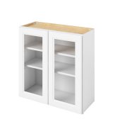 Monaco - 30" x 30" Wall Cabinet with Glass Door and Matching Interior, 2 Doors, 2 Shelves in White MWH-W3030MI