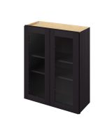 Cooper - 30" x 36" Wall Cabinet with Glass Door and Matching Interior, 2 Doors, 2 Shelves in Espresso CES-W3036MI