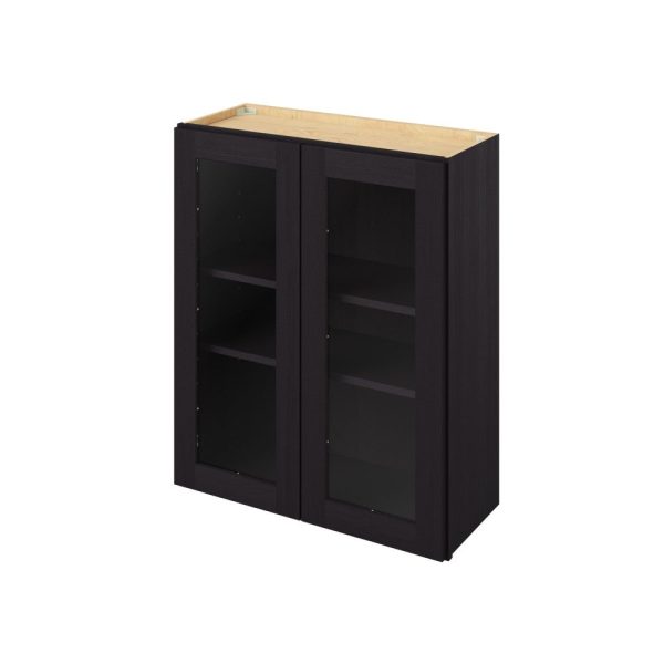 Cooper - 30" x 36" Wall Cabinet with Glass Door and Matching Interior, 2 Doors, 2 Shelves in Espresso CES-W3036MI