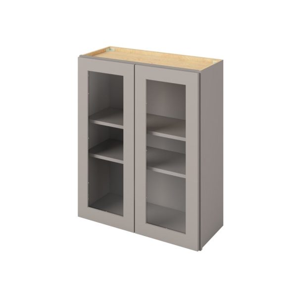 Cooper - 30" x 36" Wall Cabinet with Glass Door and Matching Interior, 2 Doors, 2 Shelves in Grey CGR-W3036MI