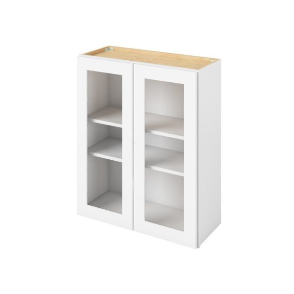 Cooper - 30" x 36" Wall Cabinet with Glass Door and Matching Interior, 2 Doors, 2 Shelves in White CWH-W3036MI