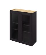 Monaco - 30" x 36" Wall Cabinet with Glass Door and Matching Interior, 2 Doors, 2 Shelves in Espresso MES-W3036MI