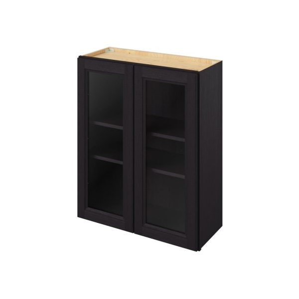 Monaco - 30" x 36" Wall Cabinet with Glass Door and Matching Interior, 2 Doors, 2 Shelves in Espresso MES-W3036MI