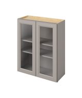 Monaco - 30" x 36" Wall Cabinet with Glass Door and Matching Interior, 2 Doors, 2 Shelves in Grey MGR-W3036MI